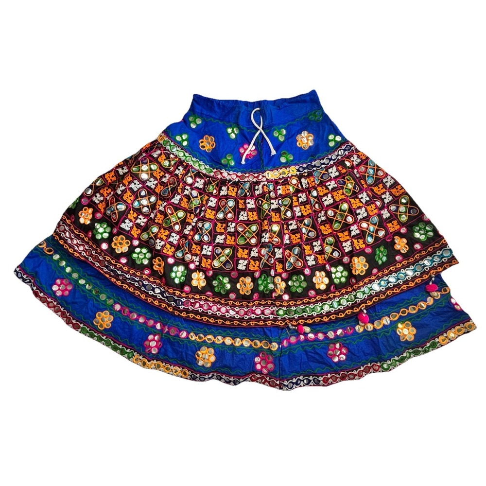 Vintage Banjara Kuchi Mirror Embroidery Tribal Skirt Afghan Boho Festival